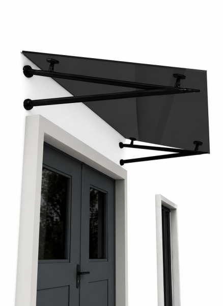 Glaswerk Westfalen - (V) 120x90 cm Grauglas Glasvordach inkl. Halter SW