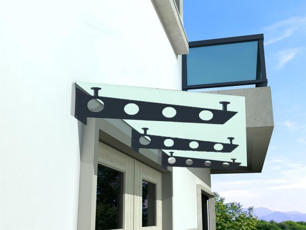 Glaswerk Westfalen - (3S) Auvent en verre dépoli 200x90 cm incl. support noir
