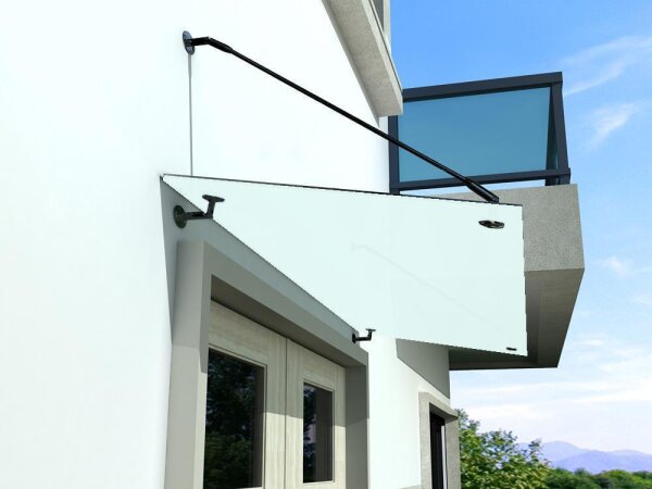 Glaswerk Westfalen - (STR) Marquesina de vidrio esmerilado de 120x90 cm con soporte Negro