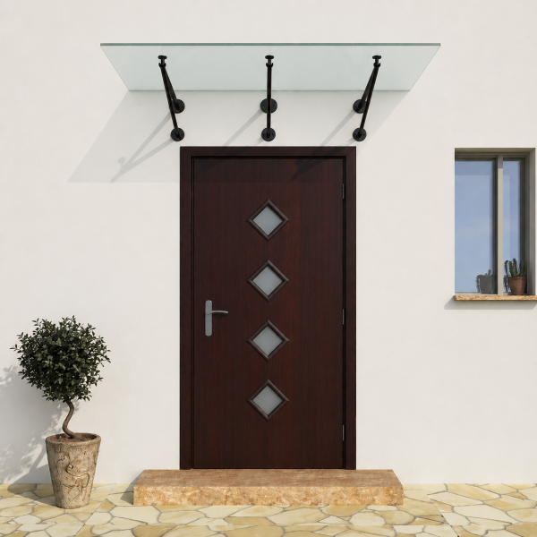Glaswerk Westfalen - (3V) 200x90 cm Milchglas Glasvordach inkl. Halter SW