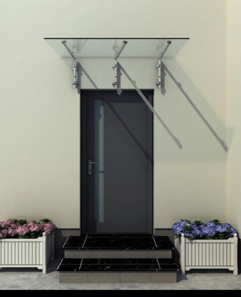 Glaswerk Westfalen - (3L) 180x90 cm klar Glasvordach inkl. Halter