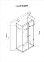 Glaswerk Westfalen- Emma 80x100x80x180cm U Duschkabine+DT
