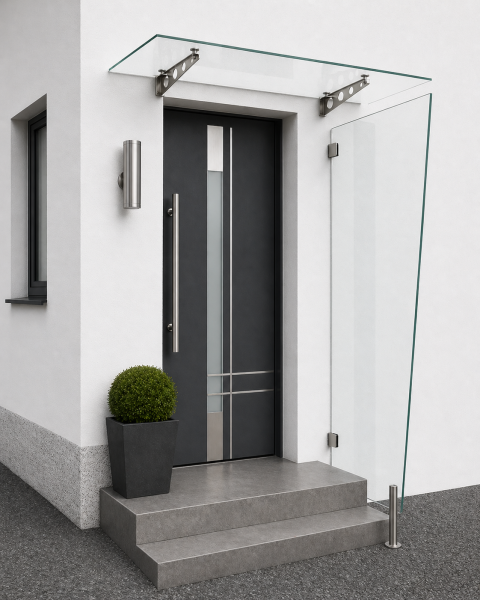 Glaswerk Westfalen - Seitenteil,  klar für Glasvordach 200x80x60 cm