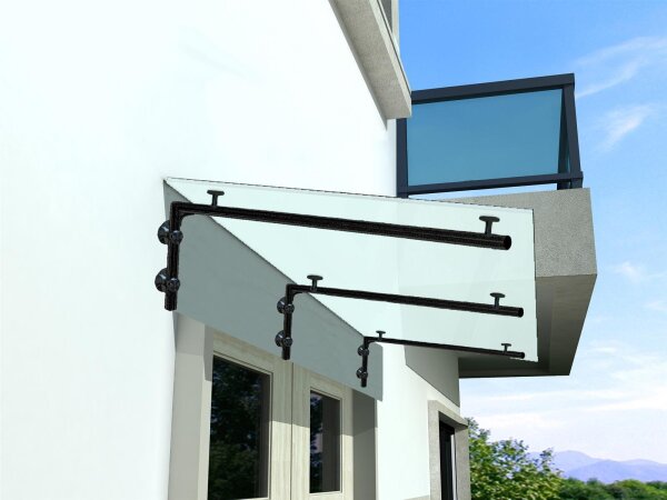 Glaswerk Westfalen - (3L) 250x90 cm frosted glass canopy incl. black support