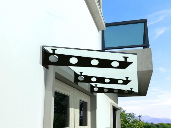 Glaswerk Westfalen - (3S) Auvent en verre dépoli 250x90 cm incl. support noir incl.
