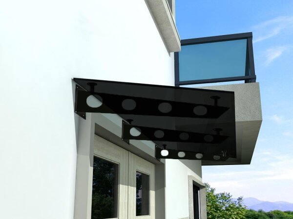 Glaswerk Westfalen- (3S)200x90cm Grauglas Vordach+Halter SW