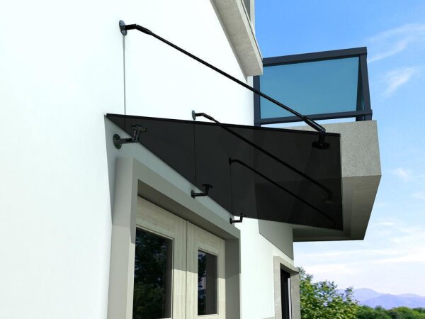 Glaswerk Westfalen - (3STR) Pensilina in vetro grigio 250x90 cm con supporto nero incl.