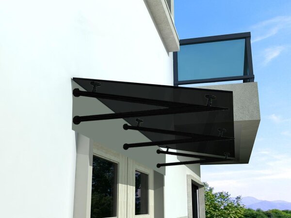 Glaswerk Westfalen- (3V)200x90cm Grauglas Vordach+Halter SW