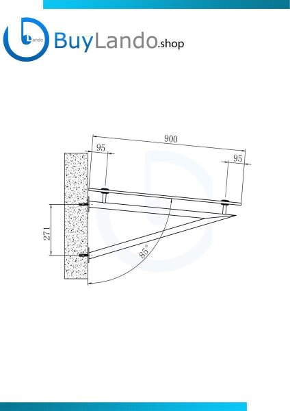 Glaswerk Westfalen- SET V Halter für Vordach - Edelstahl RAL7016