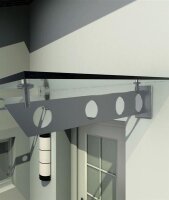 Glaswerk Westfalen - (S) 160x90 cm klar Glasvordach inkl. Halter RAL7016