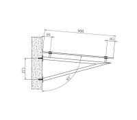 Glaswerk Westfalen- (V)200x90cm Milchglas Vordach+Halter RAL7016
