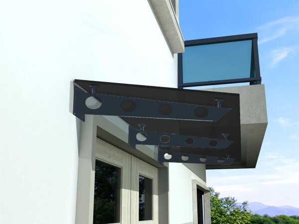 Glaswerk Westfalen - (3S) 250x90 cm Grey Glass Roof incl. Support RAL 7016
