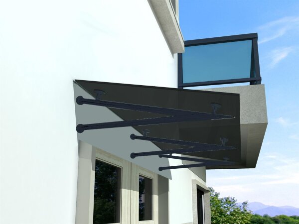 Glaswerk Westfalen - (3V) 250x90 cm Grey Glass Roof incl. support RAL 7016
