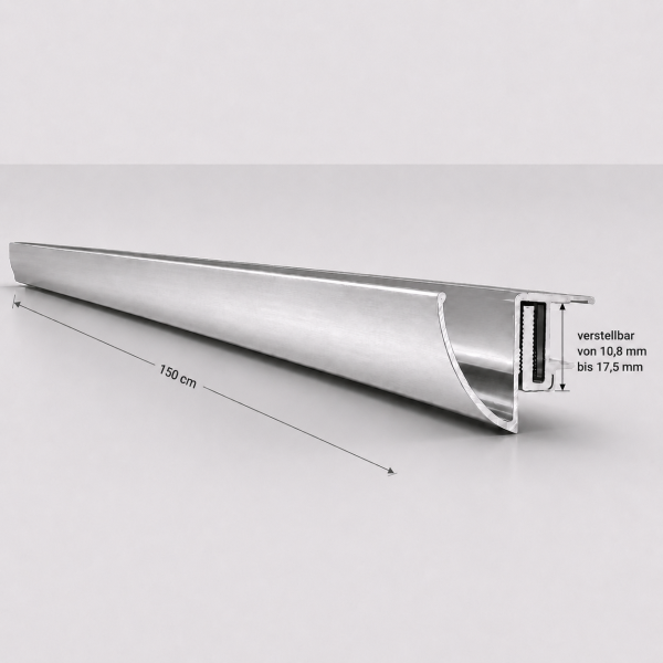 Glaswerk Westfalen - Regenrinne für Glasvordach 150 cm Silber 10,8-17,5mm