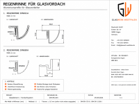 Glaswerk Westfalen - Regenrinne für Glasvordach 200 cm Silber 10,8-17,5mm