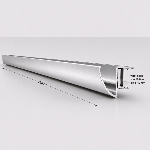 Glaswerk Westfalen - Regenrinne für Glasvordach 250 cm Silber 10,8-17,5mm