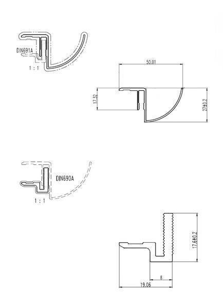 Glaswerk Westfalen - Grondaia per pensilina 200 cm, nera, 10,8-17,5 mm