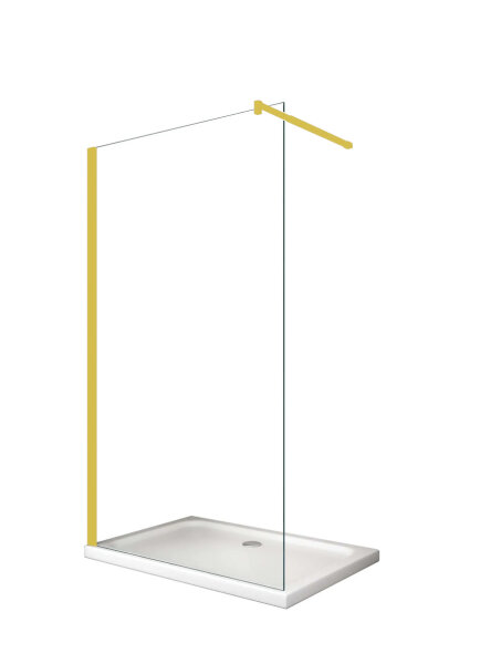 Glaswerk Westfalen - Paroi de douche à litalienne LiLy 40x200 cm, verre transparent, doré