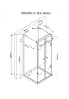 Glaswerk Westfalen - Emma 90x90x90x180 cm U Duschkabine Gold