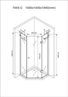 Glaswerk Westfalen- Molly 100x100x195cm Fünfeck Duschkabine+DT
