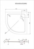 Glaswerk Westfalen- 90x90cm Viertelkreis DT R55+S