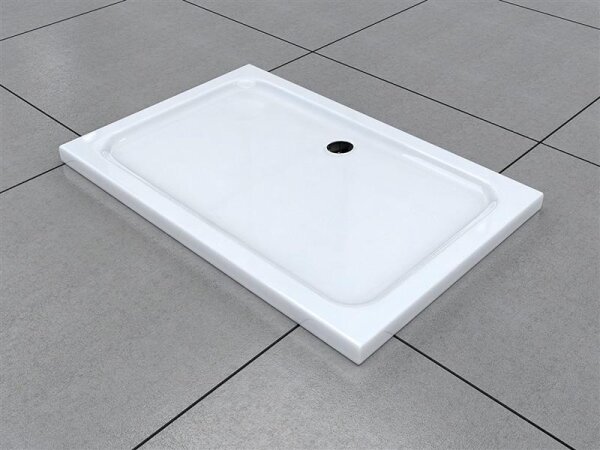 Glaswerk Westfalen - 140x90 cm flat acrylic shower tray / siphon