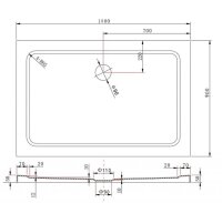 Glaswerk Westfalen - Plato de ducha plano acrílico / sifón 140x90 cm